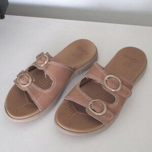 Coface Womens Tan Slide Dual Strap Sandal - Size 7M